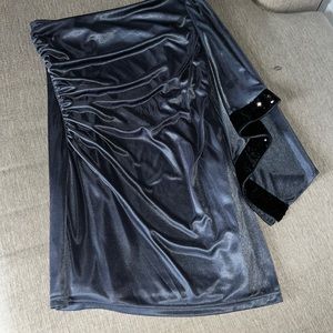 cocktail dress grey metalic One sleeve mini dress